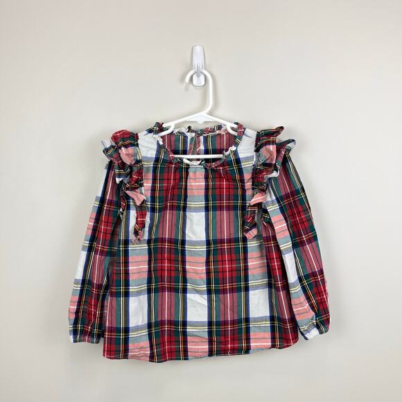 Crewcuts Ruffle Tartan Plaid Blouse 8 - Picture 1 of 7